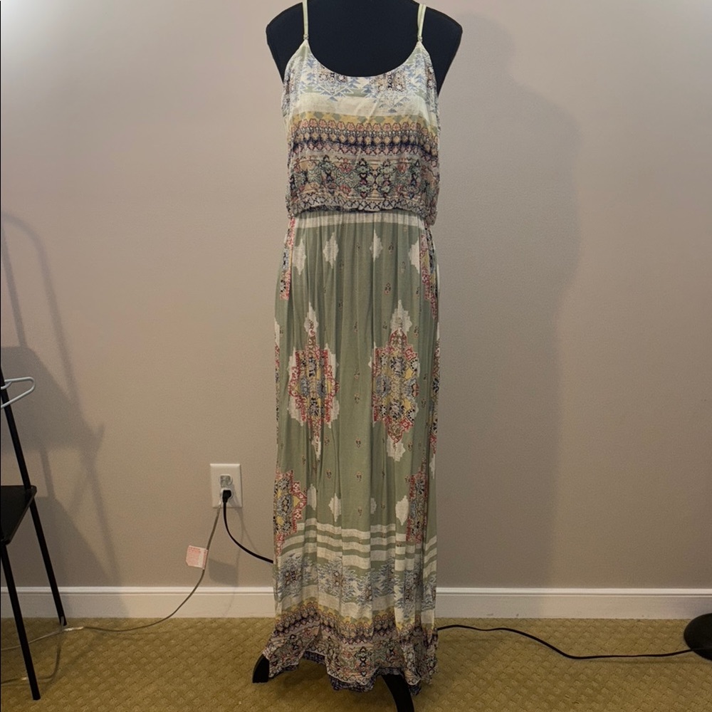 Sage Green Sundress with Spaghetti Straps